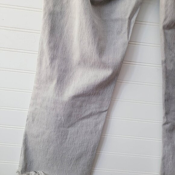 Loft Jeans Light Gray30/10 Curvy Straight Crop Raw Hems Mineral Wash Dyed - Picture 11 of 13